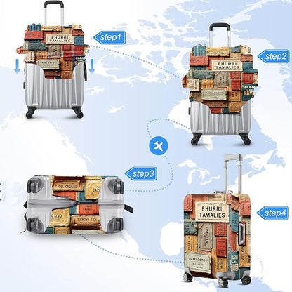 ANNA QUEEN Travel Luggage Cover Suitcase Protector Suitcase Cover Anti-Scratch,Stretchable Bag Cover Washable Durable Polyester with Elastic Hem with Zipper Closure