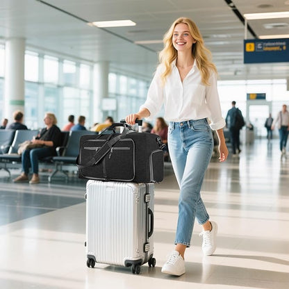 Vomgomfom 65L/85L/115L Foldable Travel Duffle Bag, Lightweight Checked Luggage with Shoe Compartment, Water-Resistant Weekender Overnight Bag for Men & Women