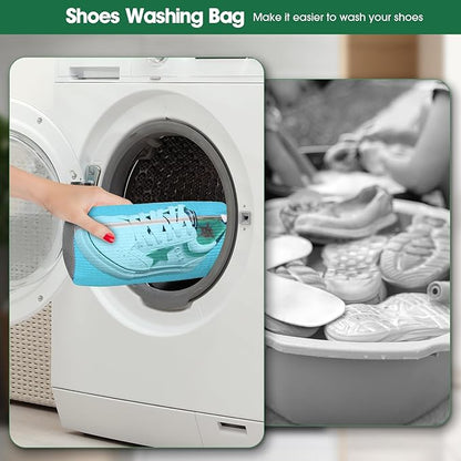 Shoe Washing Machine Laundry Bag - 2 Pack Sneaker Cleaner Kit for Gym Athletic Shoes and Canvas Flats with Zipper Protection Design, 10 Washer Balls, Large Size for Women's, Men's, and Kid's Footwear