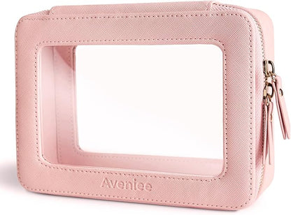 Aveniee Clear Makeup Bag Organizer, Travel Toiletry Bag for Women, Waterproof Cosmetic Pouch with Zippers,Car Accessories Organizers and Storage Case,Pink