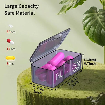 Pill Organizer 2 Times a Day, Am Pm Twice Daily Pill Case, Detachable Large Travel Pill Box 7 Day, Weekly Pill Container for Vitamin Medicine Supplement Fish Oil (Brown)