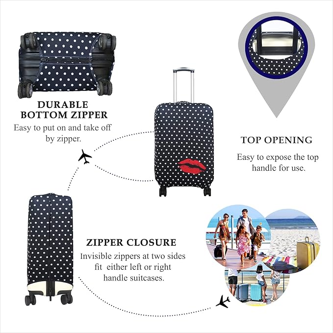Explore Land Travel Luggage Cover Suitcase Protector Fits 27-30 Inch Case (Polkadot, L)