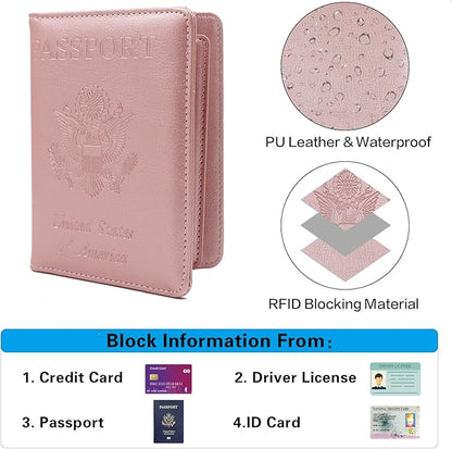 Melsbrinna Rfid Passport Holder for Travel women/Men, Cute Passport Wallet Rfid Blocking Card Slots, Rfid Passport Cover/CaseTravel Wallet, Passport Book Holder (1, Pink2)