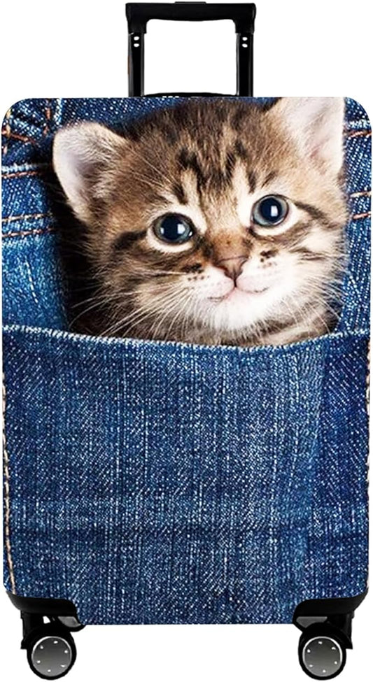 WUJIAONIAO Travel Luggage Cover Baggage Suitcase Cover Protector Skins 18-32 Inch (Cat B, XL (for 29-32 inch luggage))