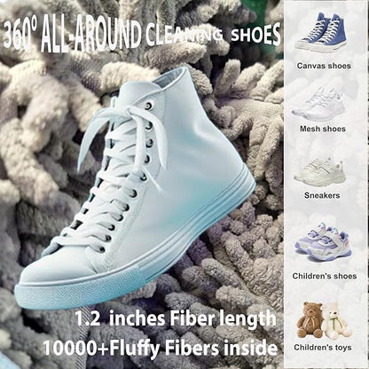 2Pcs Shoe Washing Machine Bag, Durable Laundry Shoe Bag for Washing Machine, Fluffy Fibers 360° Cleaning, Includes Liquid Shoe Brush & Travel Dust Bag, Ideal for Sneakers & Gym Shoes (Gray)