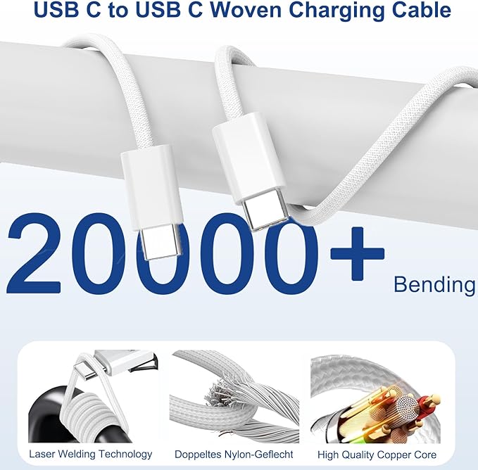 iPhone 17 16 15 Pro Max Charger Fast Charging 3Pack 20W Apple Fast Charger USB C Block with Cord for iPhone 17/17 Pro/17 Pro Max/17 Air/16/16e/16 Plus/16 Pro/16 Pro Max/15/15 Pro Max/iPad Pro/Air Pods