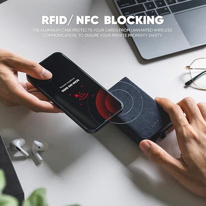 VULKIT Pop up Wallet Minimalist Cash Wallets RFID Blocking Leather Smart Credit Card Holder with Magnetic Closure for Men