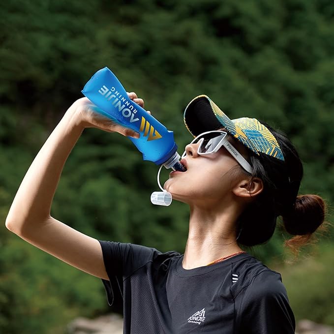 TRIWONDER Soft Flask Collapsible Water Bottles Running Bottle BPA-Free Foldable Handheld Runner Water Flask for Hydration Pack Marathon Hiking Cycling Climbing Travel (01# 500ml - Pack of 2)