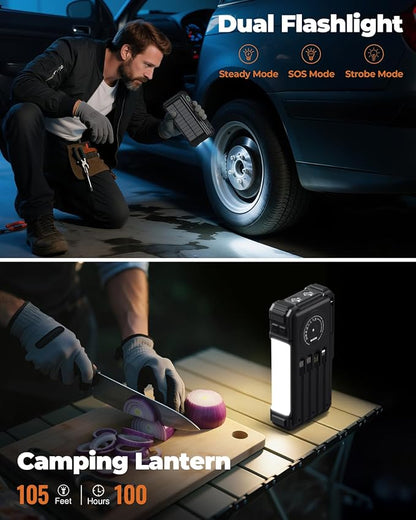 BLAVOR Solar Power Bank with Hand Crank and 4 Cables, 20000mAh Wireless Portable Charger with USB C & Camping Light, 20W Fast Charging Battery Pack for iPhone, iPad, Samsung, All Mobile Phones