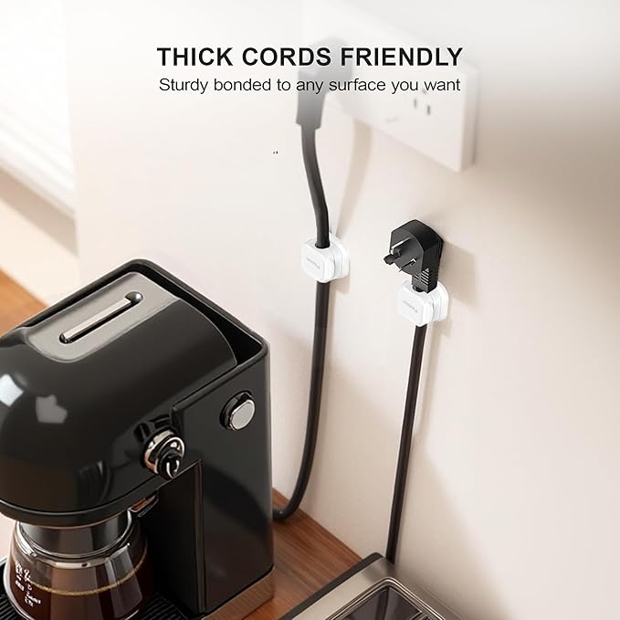 15 Pack Magnetic Cable Clip Organizer Cord Holder, Picozon Adhesive Cable Management, Wire Phone USB Charger Cable Holder, Keeper Organizer for Office Home Desktop Table - White