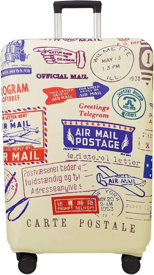 WUJIAONIAO Travel Luggage Cover Baggage Suitcase Cover Protector Skins 18-32 Inch (Stamp pattern A13, M (for 22-24 inch luggage))