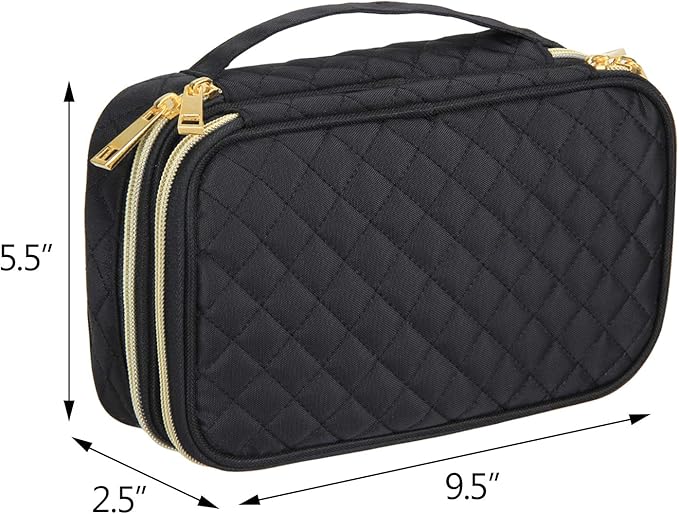 Teamoy Double Layer Jewelry Organizer, Quilted Jewelry Travel Case for Rings, Necklaces, Earrings, Bracelets and More, Black-Bag Only