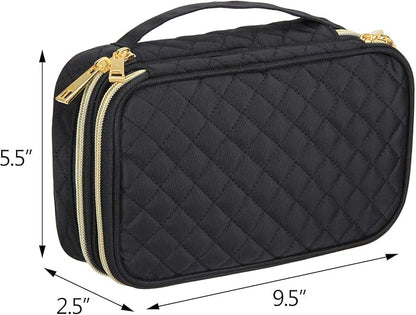 Teamoy Double Layer Jewelry Organizer, Quilted Jewelry Travel Case for Rings, Necklaces, Earrings, Bracelets and More, Black-Bag Only
