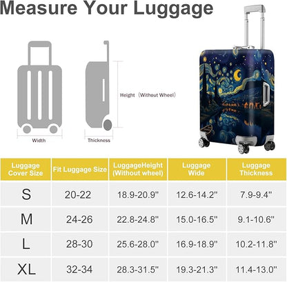 ANNA QUEEN Starry Night Art Luggage Cover, Van Gogh Inspired Suitcase Protector, Washable Stretchable Travel Sleeve for 28-30 Inch Luggage