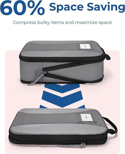 BAGSMART Compression Packing Cubes, 6 PCS Packing Cubes for Suitcases, Travel Bags Organizer for Luggage, Lightweight Packing Cube for Travel Essentials