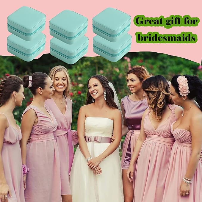 Travel Jewelry Case Bridesmaid Gifts Box,12 Pack Small Jewelry Box Mini Jewelry Organizer,PU Leather Portable Earring Storage Box for Women Girls Bridesmaid Proposal Gifts