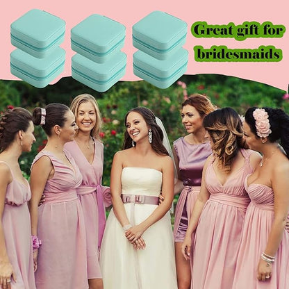 Travel Jewelry Case Bridesmaid Gifts Box,12 Pack Small Jewelry Box Mini Jewelry Organizer,PU Leather Portable Earring Storage Box for Women Girls Bridesmaid Proposal Gifts