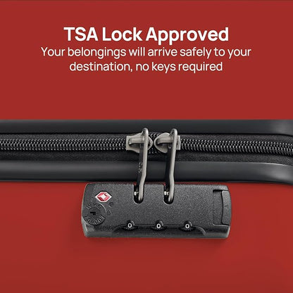 NINETYGO Medium Checked Luggage 24 Inch, Checking In Luggage with Smooth Spinner Wheels, Lightweight, Hard Shell PC Suitcase, Lightweight Travel Luggage, TSA Approved (Raspberry, Rhine Basic)