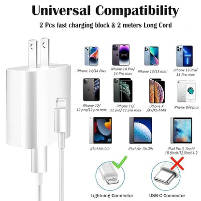 iPhone Charger Fast Charging,iPhone Fast Charger 2Pack Type C Fast Charger Block Plug Adapter 6FT USB-C to Lightning Cable Cord for iPhone14/13/13 Pro/12 Pro/12 Pro Max/11/Xs Max/XR/X/SE,iPad,AirPods