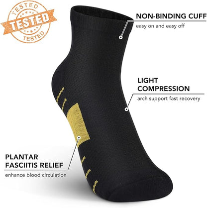 5 Pairs Copper Compression Socks for Women & Men - Ankle Plantar Fasciitis Arch Support Running Socks for Athletic