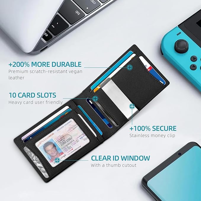 Zitahli Men's Wallets Airtag Holder Slim Rfid Leather with Gift Box