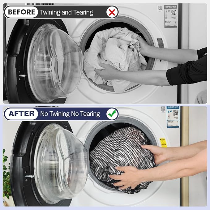 3Pcs Mesh Laundry Bags Washing Machine Mesh Wash Bags Jumbo for Delicates Clothes,Bed Linen,Toys with Drawstring Closure Sturdy (Black, Jumbo 3 pcs)