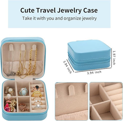 Bridesmaid Proposal Gifts Travel Jewelry Case Jewelry Travel Organizer Small Bachelorette party Jewelry Box Bridesmaid Gift Boxes Mini Storage Organizer Storage Box (12, White&Sage Green)