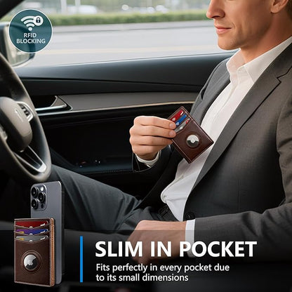Airtag Slim Leather Wallet for Men - 12-Card Capacity, Magnetic Closure, Money Clip & Simplified Bill Compartment, RFID Blocking (4.3" x 3.0") | Gift Boxed