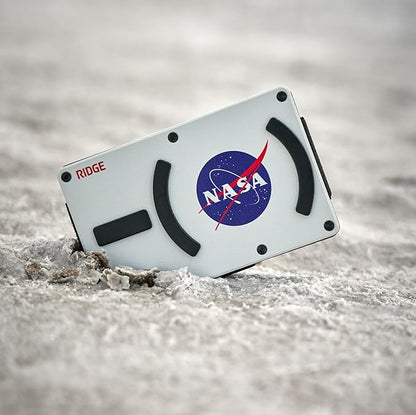 Ridge Wallets for Men Compatible with Magsafe - Slim Minimalist Compact Wallet and Card Holder, RFID Protected Front Pocket Wallets for Men with Integrated Cash Strap (Nasa)