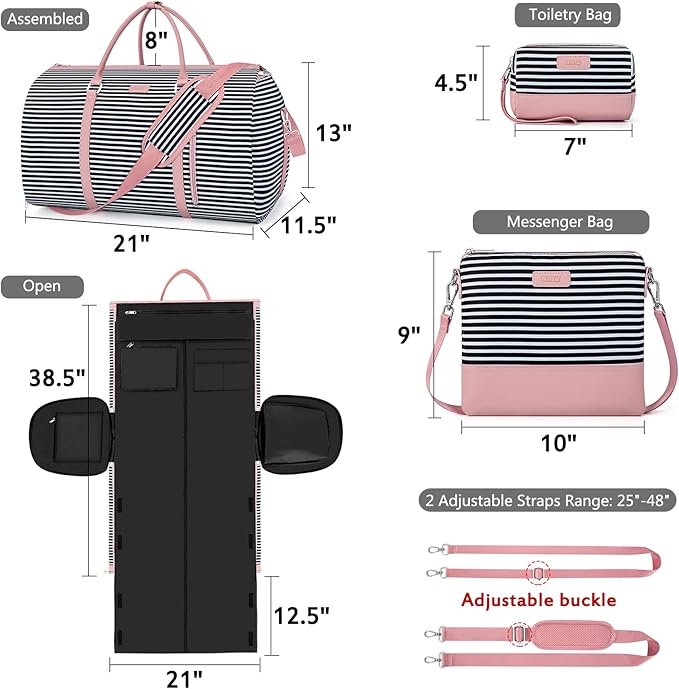 Convertible 2-in-1 Garment Bags for Travel, Carry On Garment Duffle Bag With Shoe Compartment Large Weekender Bag for Women Men Hanging Suitcase Suit Travel Duffel Overnight Bags 4pcs Set