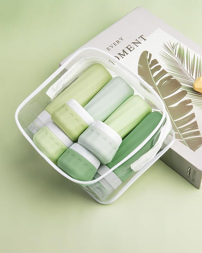 Travel Size Toiletries 10 Pack, TSA Approved 3oz & 1oz Silicone Refillable Containers with Clear Travel Bag
