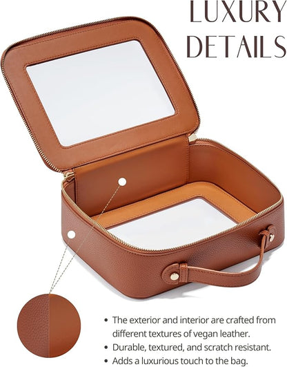 Popvibe Clear Makeup Bag Travel Cosmetic Case Transparent Toiletry Bag with Zipper, Portable Make Up Organizer Traveling Compact Car Bag for Essentials