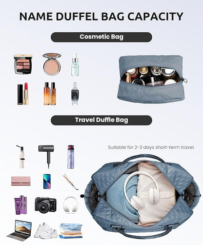 Personalized Gifts-Initial Overnight Bag with Shoe Compartment, Personalized Weekender Bag, Monogram Overnight Bag, Letter Travel Bag with Makeup Bag，Birthday Gift For Women Girl (Letter Q)