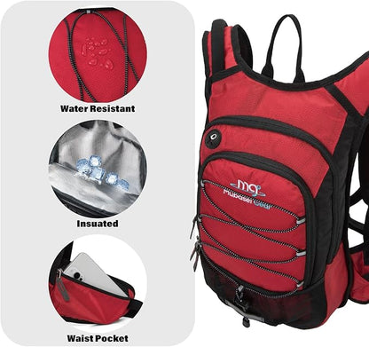 15L Insulated Hydration Backpack Pack with 2L Water Bladder Lightweight Hiking Backpack Bag for Women Men Daypack for Hiking Running Festival Camping Biking