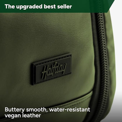 Halfday Convertible 2-in-1 Vegan Leather Premium Garment Duffel Weekender Bag 45L | Carry-On, Wrinkle-Free Travel, Hanging Suit Compartment, Shoe Pockets, Trolley Sleeve, Leaf