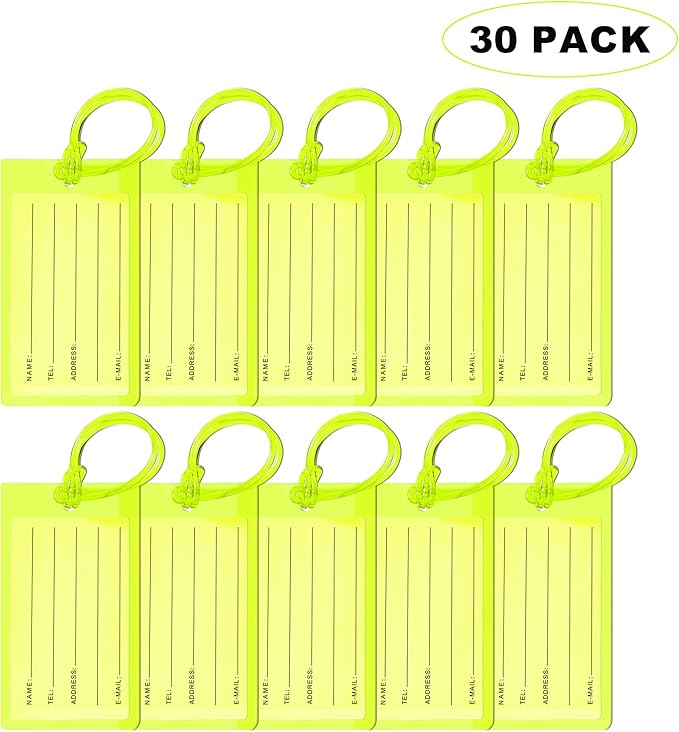 30 Pack Luggage Tags for Suitcases, Airplane Travel Essentials for Flying, International Travel Must Haves, and Luggage Accessories by Sodsay