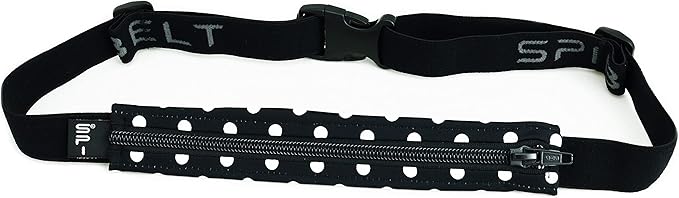 SPIbelt Running Belt for Women Men, Phone Holder for Running, Running Fanny Pack, Holder for Phone, Running Waist Pack, Adjustable Waist, [Fits All Phones]. Black White Polka Dot/Black Zipper
