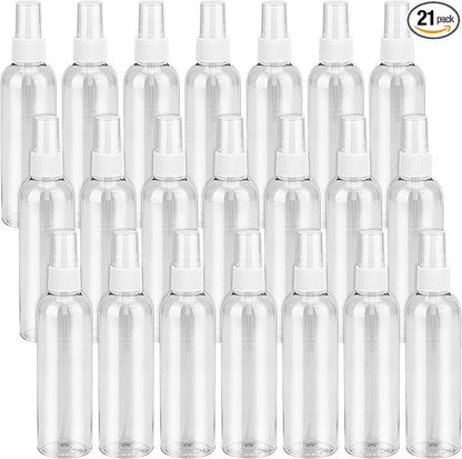 SINJEUN 21 Pack Clear Plastic Spray Bottles with Caps, 8 oz Spray Bottles Mist Sprayer, Refillable Empty Fine Mist Spray Bottle Mini Travel Size Spray Bottles, Leak Proof and BPA-Free