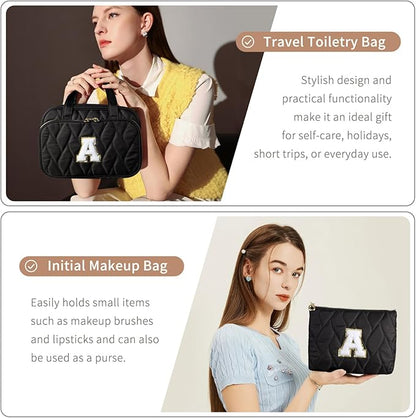 YOOLIFE Hanging Toiletry Bag for Women - Travel Toiletry Bag Makeup Bag, Portable Toiletries Cosmetic Bag, Airplane Travel Essentials Black - P