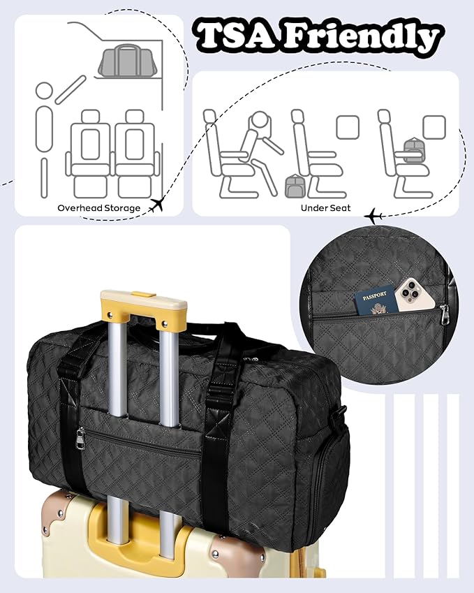 Overnight Bags for Women, Initial Travel Duffel Bag, Sports Gym Bag, Carry On Bag, Monogram Gifts for Girl Friends Female Mom Teacher