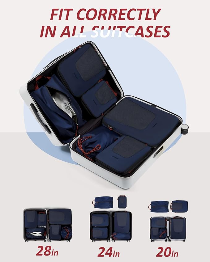 BAGSMART Compression Packing Cubes for Travel, 6 Set/5 Set/4 Set, Compression Suitcase Organizer Bags Set for Suitcases Travel Essentials, Lightweight Packing Organizers