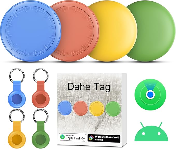 Air Tracker Tags-4 Pack Android or iOS, Apple & Android Tracker Tags, Bluetooth Tracker Smart Tag Works with Apple Find My and Google'S Find Hub App, Key Locator Wallet Finder with Sound