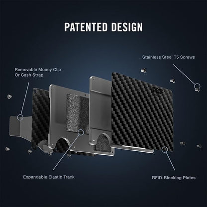 The Ridge Wallet - Slim Minimalist Compact Wallet and Card Holder| RFID Protected Front Pocket Wallets | Integrated Money Clip | Carbon Fiber 3K