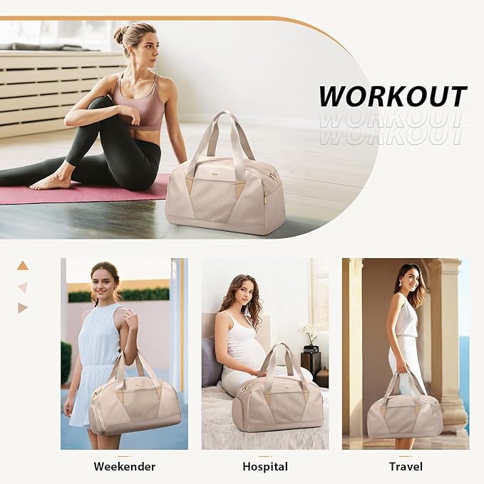 VNINE Duffle Bag for Women Men Travel Bags with Shoes Compartment Carry On Weekender Bag Airlines Approved Duffel Bag with Wet Pocket Water Resistant Overnight Sports Workout Dance Bags