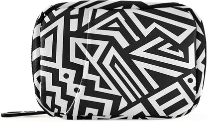 Black and White Geometry Pill Organizer Box Case Container Holder 7 Days Weekly Travel Cute Vitamin Dispenser Sorter Planner Storage Small Compact Men Women