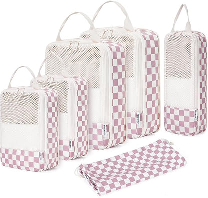 Narwey 6 Set Compression Packing Cubes for Travel Kids Women Carry on, Packing Organizers Bag for Backpack Luggage Suitcase Duffle Bags