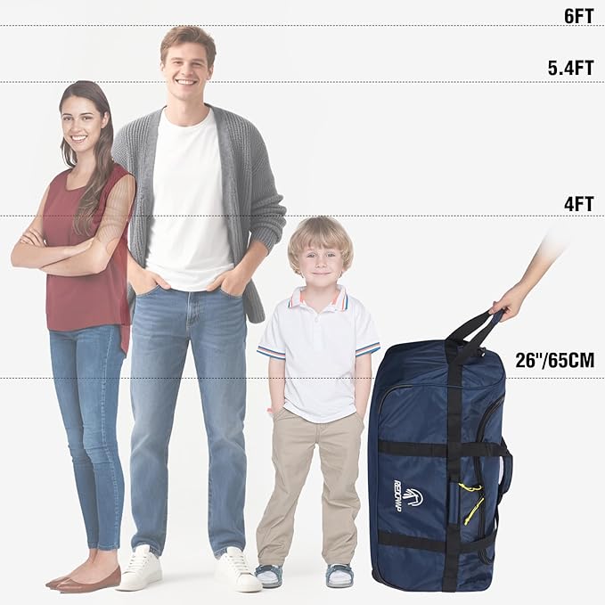 REDCAMP 85L/120L/140L Foldable Duffle Bag with Wheels, Large Travel Duffel Bag