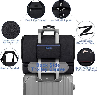 Garment Duffle Bag for Travel - Convertible Carry on Garments Duffel Bags Travel Bag for Women Men Large Weekender Bag with Shoes Compartment 3 in 1 Hanging Clothes Suit Dress Bag 3pcs Set
