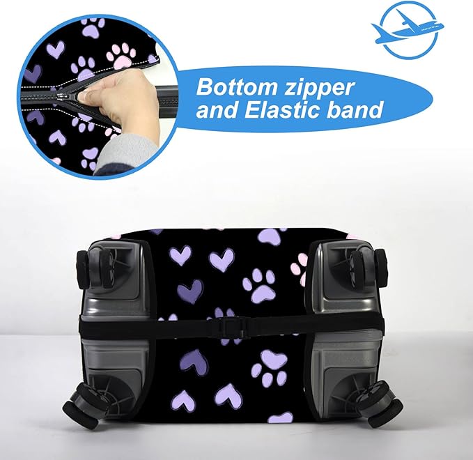 Luggage Cover Protector for 30-32 Inch Suitcases, TSA Approved Elastic Travel Suitcase Covers, Anti-Scratch Washable Luggage Sleeve for Carry On & Checked Bags, Dog Paw Prints 02