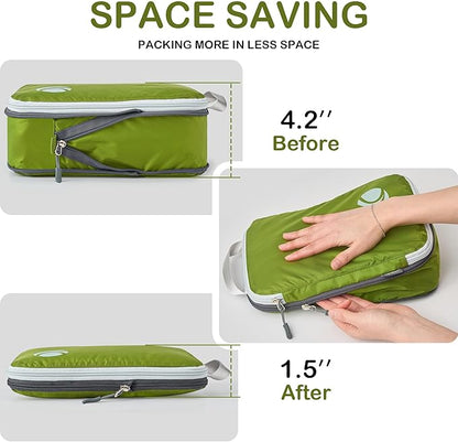 Cipway Compression Packing Cubes, Ultralight Luggage Organizer Bags with Laundry Bags and Clear Toiletries Bag, Travel Essentials for Carry on Suitcase (6 Piece,Green)